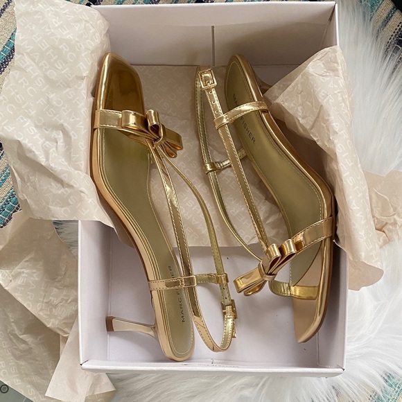 Marc Fisher Metallic Gold Strappy Sandals size 9M new - Picture 8 of 11